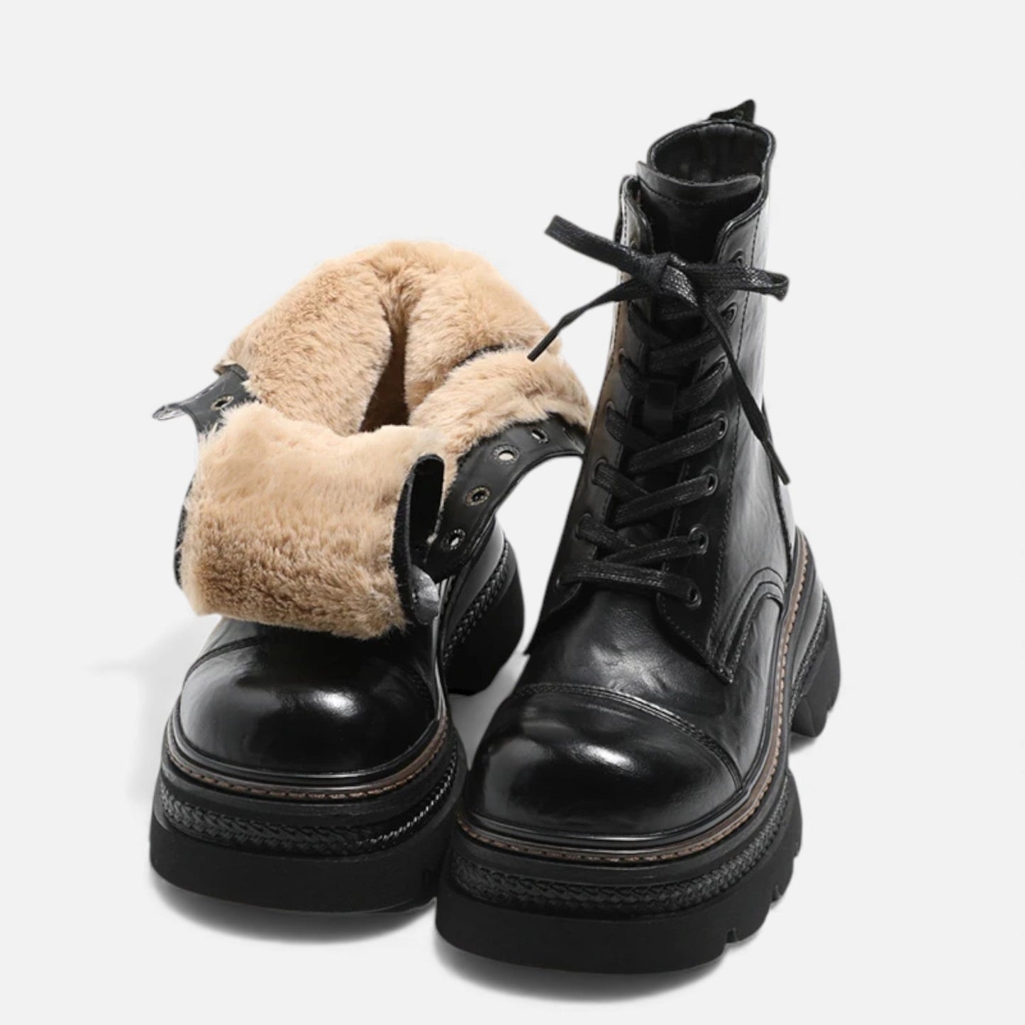 Warm Fuzzy Lace Up Winter Ankle Boots