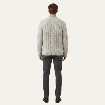 VogeLuxe | Men’s Chunky Cable Knit Crew Neck Sweater