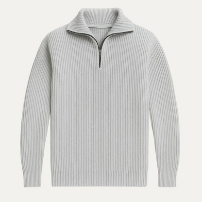 VogeLuxe | Men’s Wide Rib Quarter Zip Knit Sweater