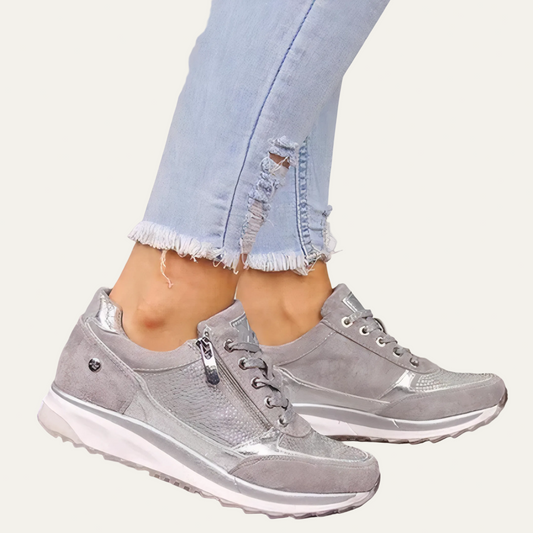 VogeLuxe | Women’s Suede Look Wedge Sneaker with Mixed Textures