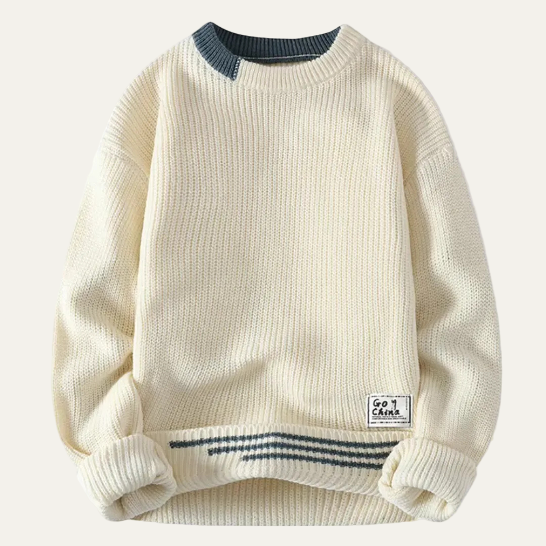 VogeLuxe | Men’s Ribbed Stripe Trim Sweater