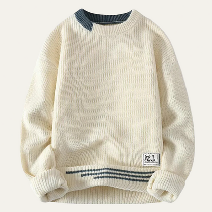 VogeLuxe | Men’s Ribbed Stripe Trim Sweater