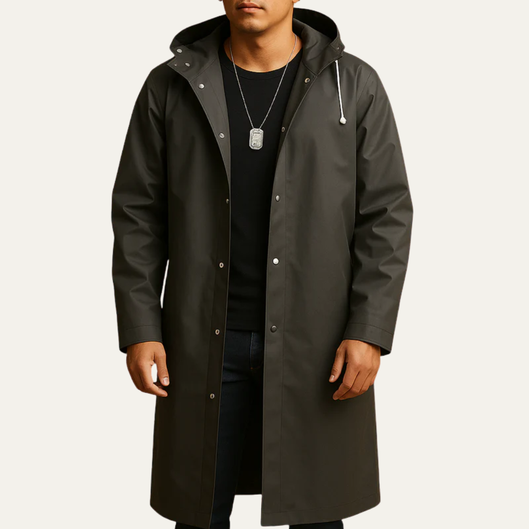 VogeLuxe | Men’s Full Length Hooded Waterproof Raincoat