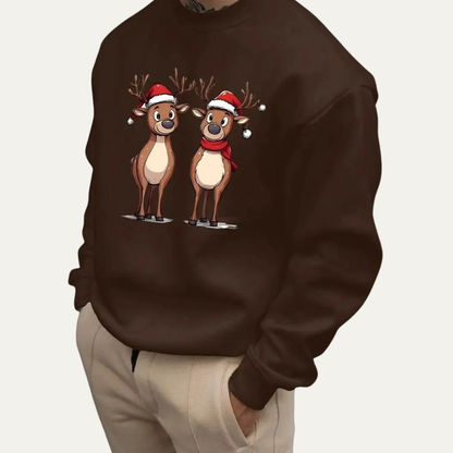VogeLuxe | Men’s Festive Reindeer Graphic Crewneck Sweatshirt