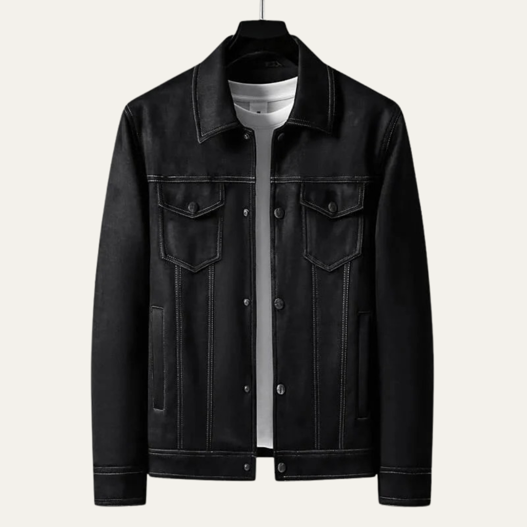 VogeLuxe | Men’s Suede Look Classic Trucker Jacket