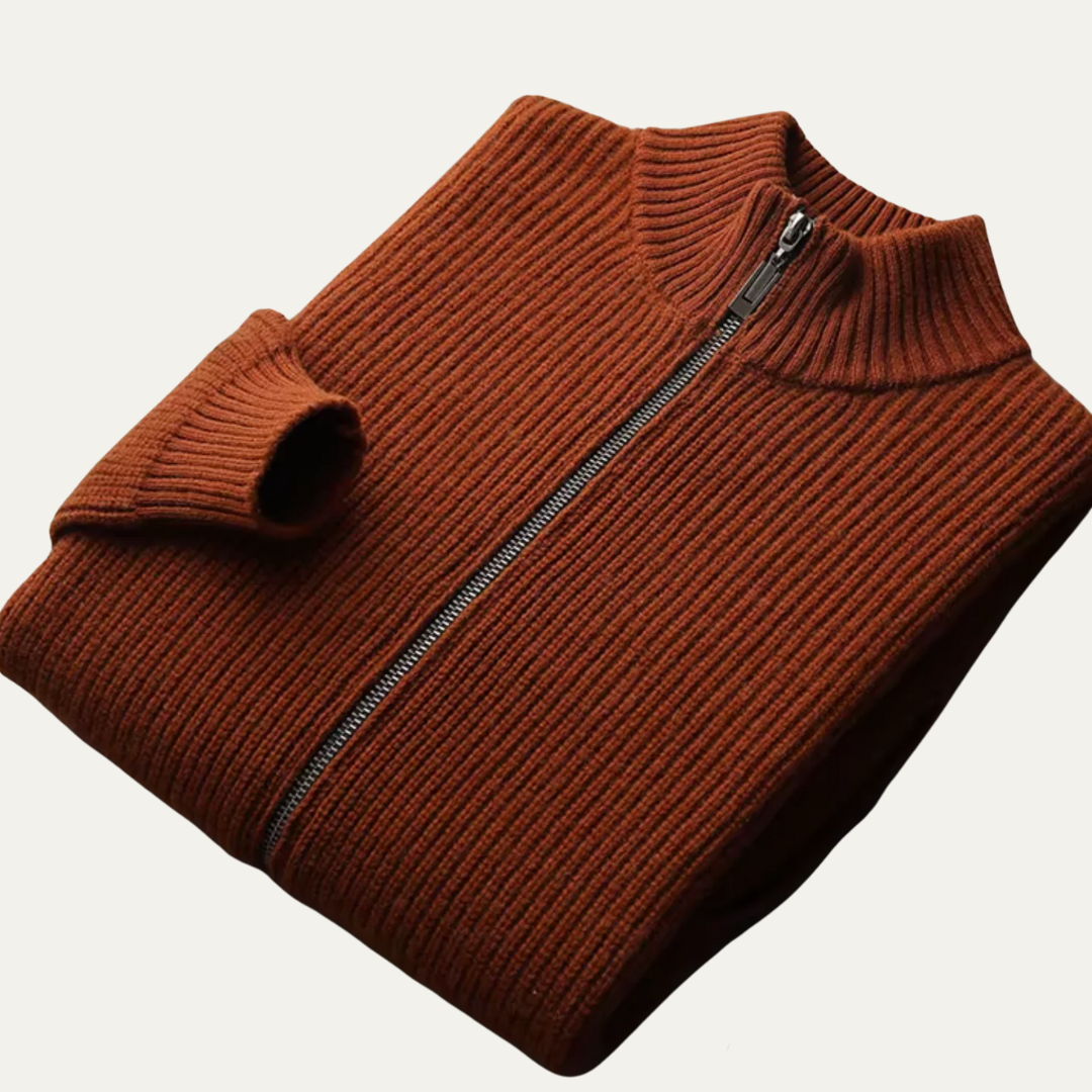 VogeLuxe | Men’s Ribbed Full-Zip Cardigan