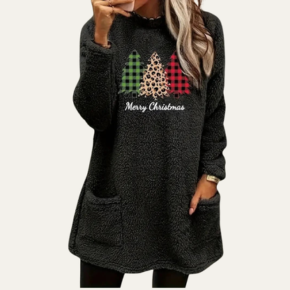 VogeLuxe | Women’s Fuzzy Christmas Tree Sherpa Lounge Top
