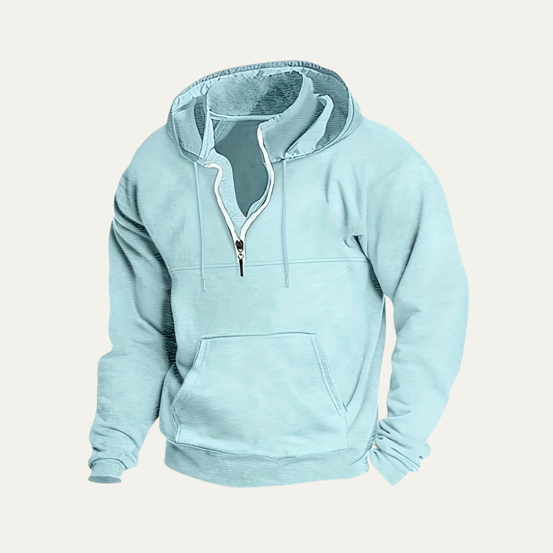 VogeLuxe | Men’s Utility Pocket Hooded Partial Zip Sweatshirt
