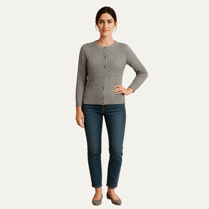 VogeLuxe | Women’s Cable Knit Button-Front Cardigan