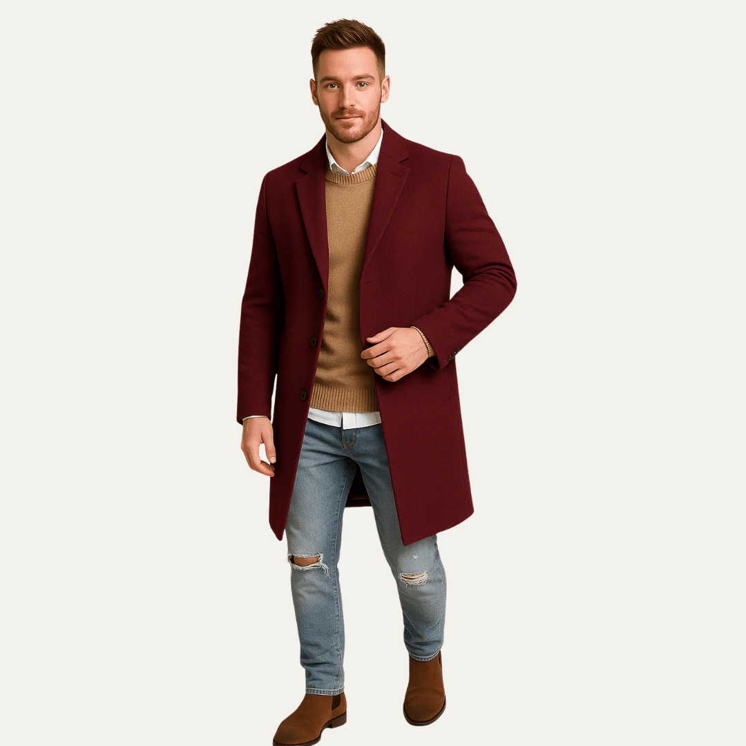 VogeLuxe | Men’s Tailored Mid-Thigh Topcoat