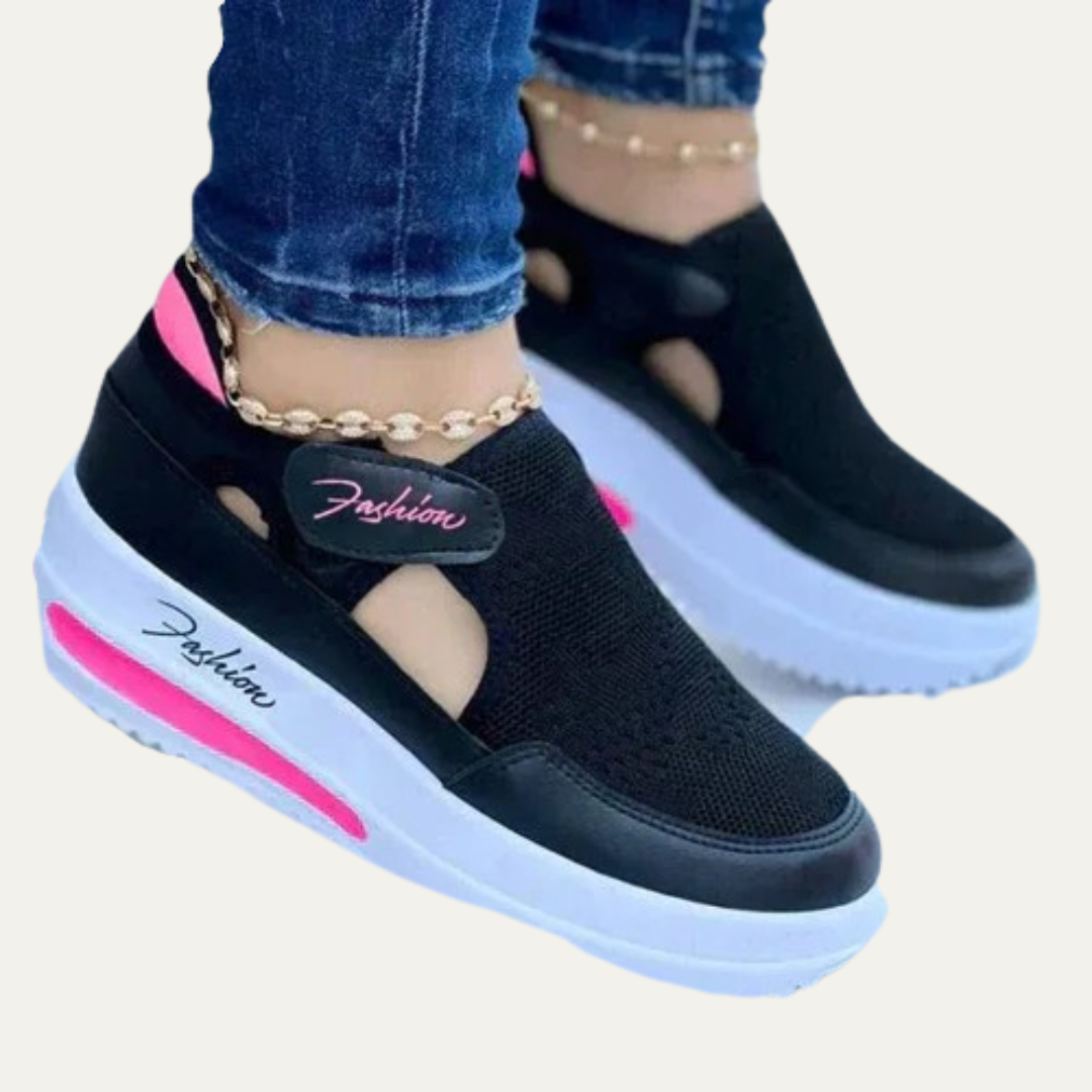 VogeLuxe | Women’s Mesh Knit Low Top Wedge Sneakers with Air Cushion Sole