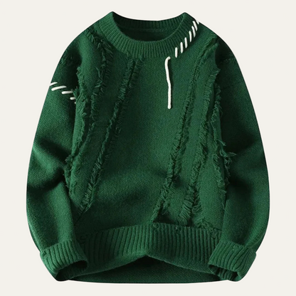 VogeLuxe | Men’s Distressed Fringe Knit Sweater