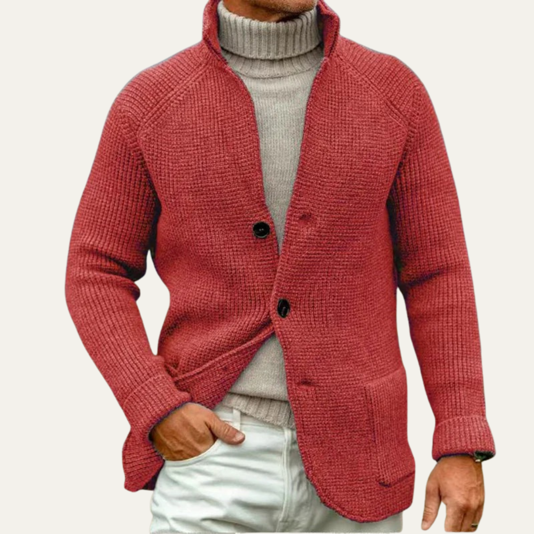 VogeLuxe | Men’s Rib Knit Cardigan Blazer with Stand Collar