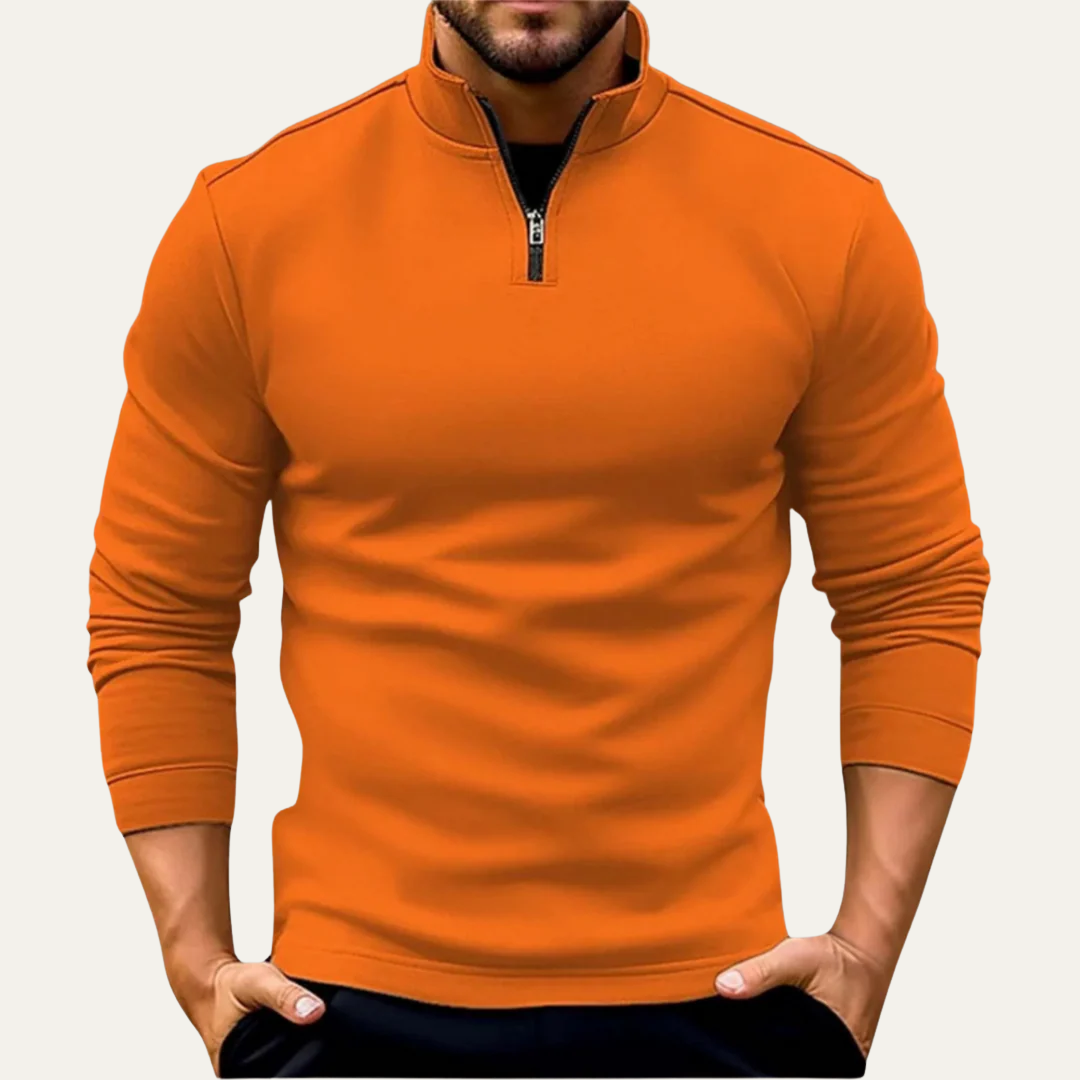 VogeLuxe | Men’s Fitted Quarter Zip Stand Collar Pullover