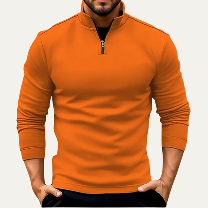 VogeLuxe | Men’s Fitted Quarter Zip Stand Collar Pullover
