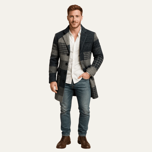 VogeLuxe | Men’s Tailored Plaid Topcoat