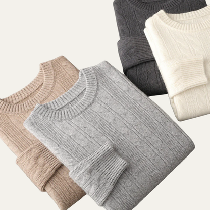 VogeLuxe | Men’s Classic Cable-Knit Crewneck Sweater