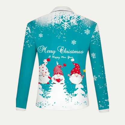 VogeLuxe | Men’s Festive Gnome Quarter-Zip Christmas Polo