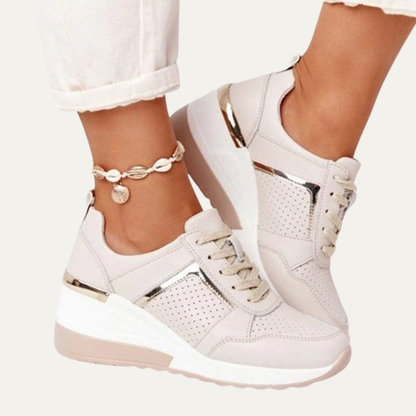 VogeLuxe | Women’s Platform Wedge Sneakers with Metallic Accents