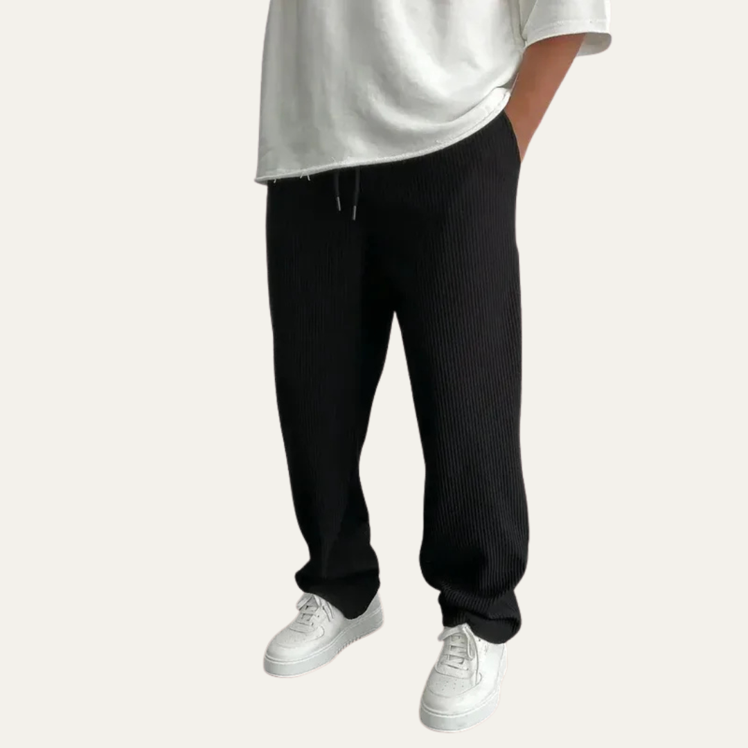 VogeLuxe | Men’s Wide Leg Rib Knit Lounge Trousers