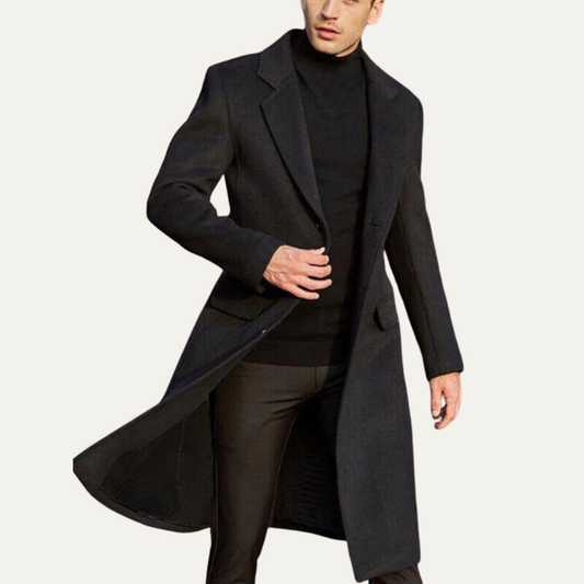 VogeLuxe | Men’s Tailored Long Single Breasted Formal Overcoat