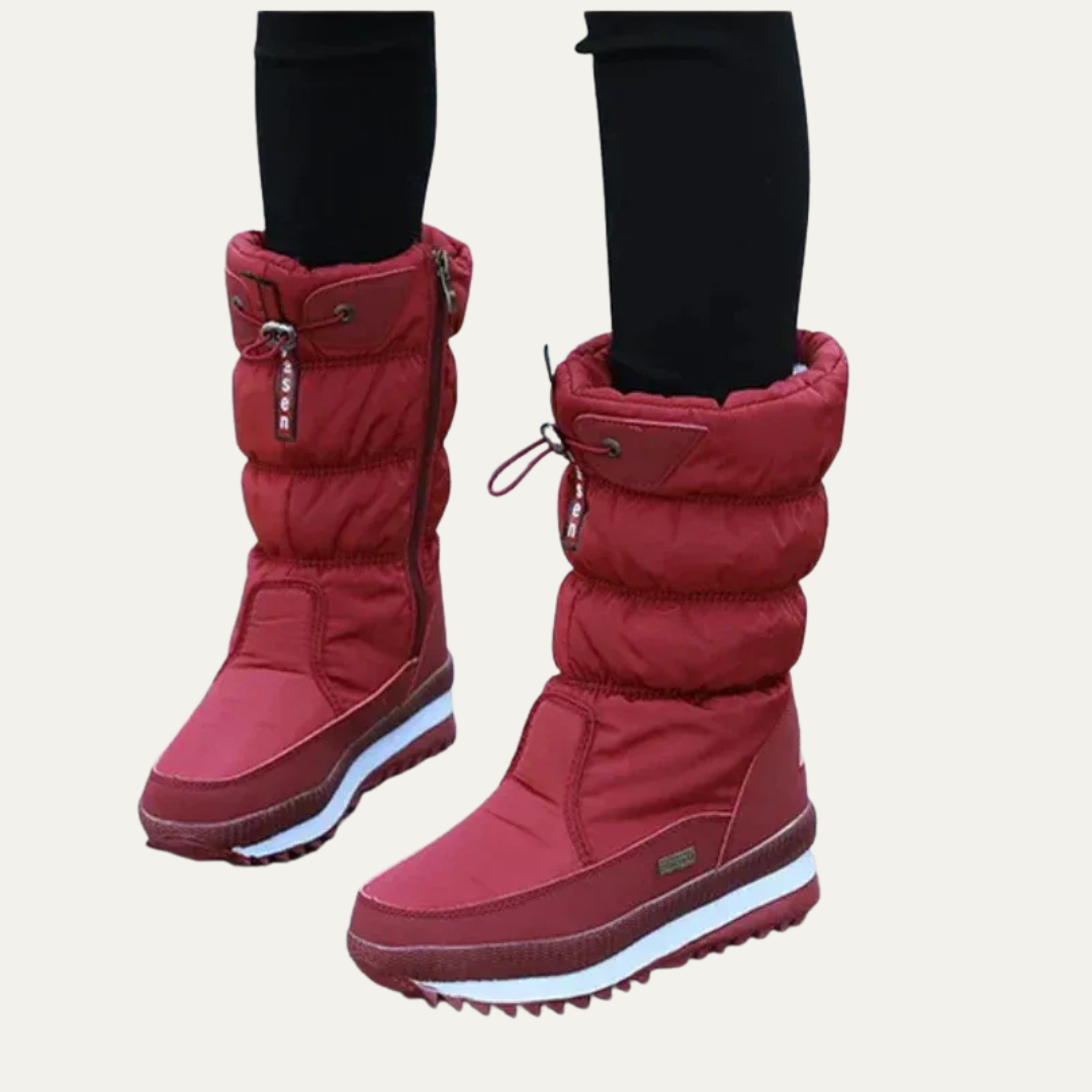 VogeLuxe | Women’s Mid Calf Quilted Snow Boots with Drawstring Shaft