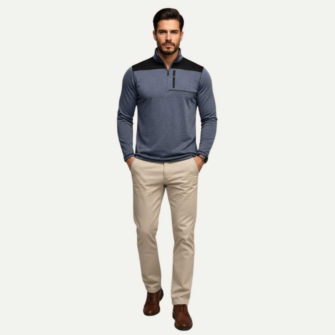VogeLuxe | Men’s Quarter Zip Technical Pullover With Chest Pocket