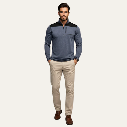 VogeLuxe | Men’s Quarter Zip Technical Pullover With Chest Pocket