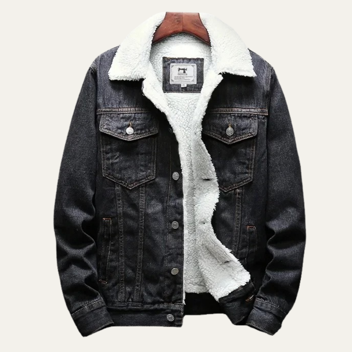 VogeLuxe | Men’s Winter Shearling Lined Denim Trucker Jacket