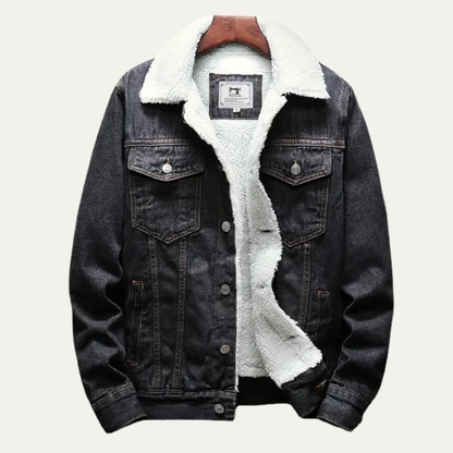 VogeLuxe | Men’s Winter Shearling Lined Denim Trucker Jacket