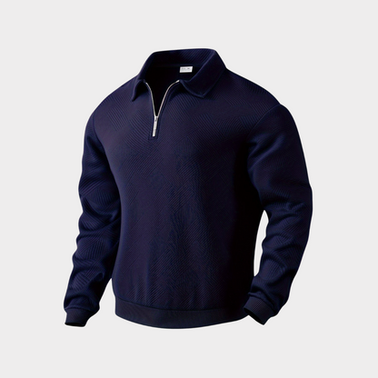VogeLuxe | Men’s Quarter Zip Textured Knit Pullover