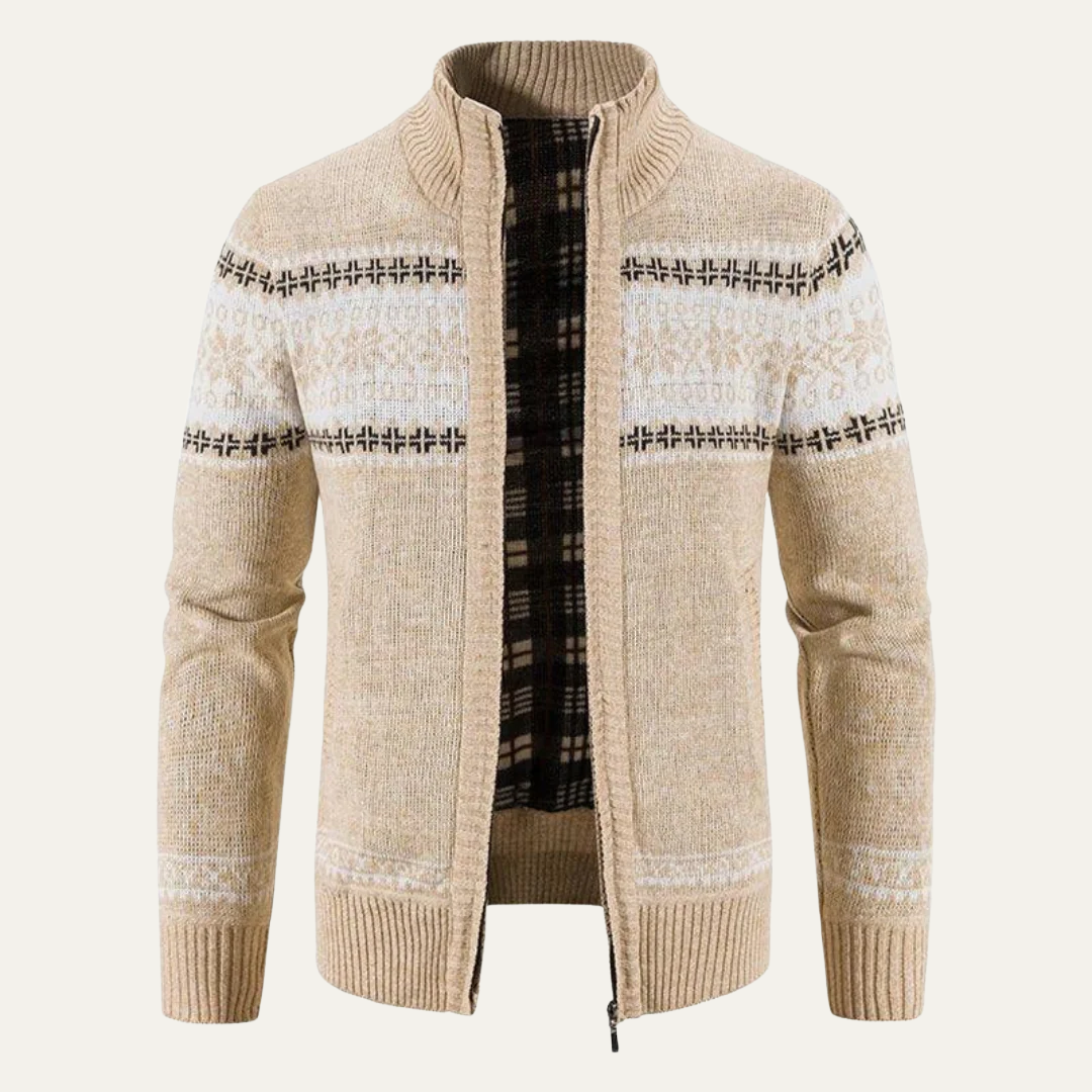VogeLuxe | Men's Full Zip Knit Cardigan with Standing Collar