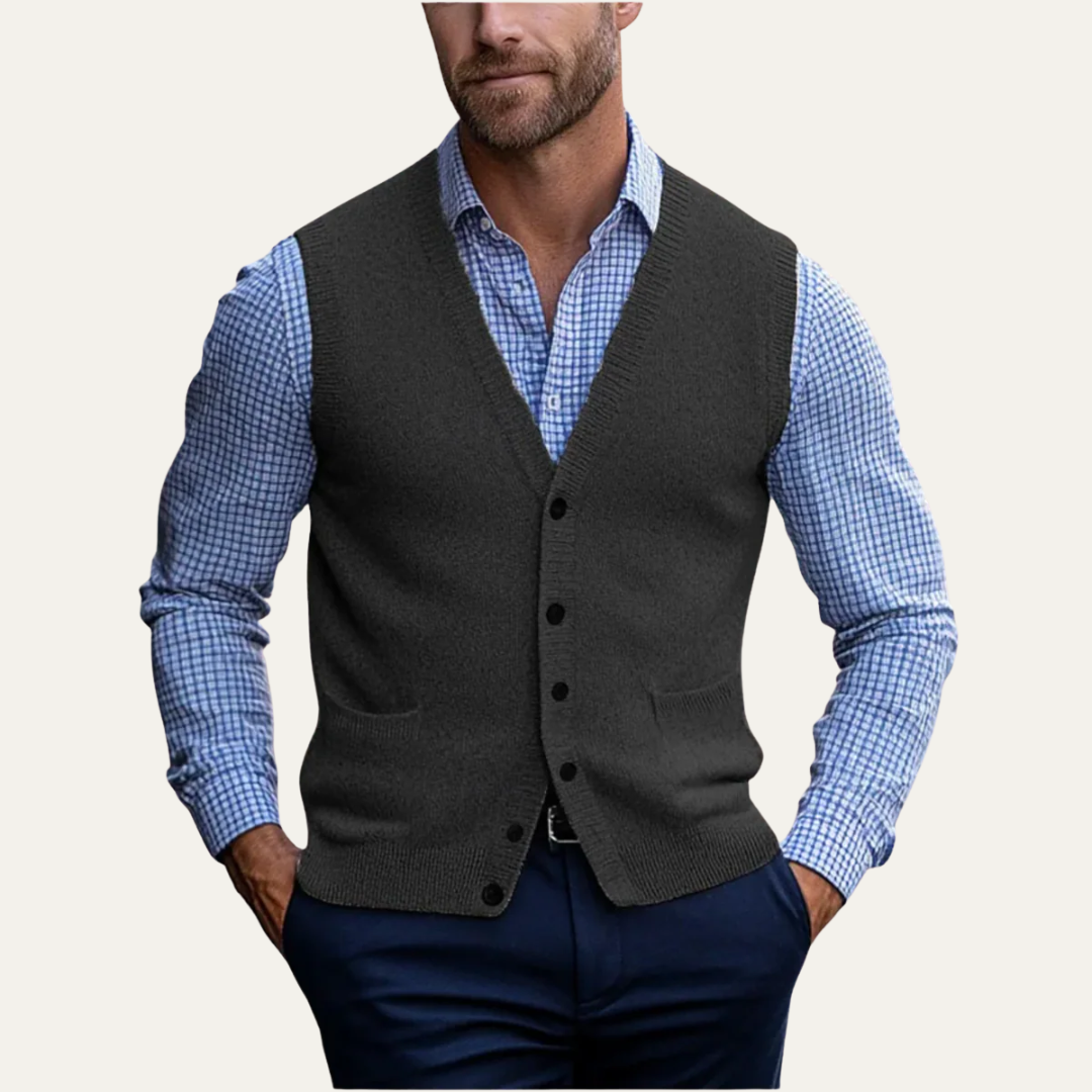 VogeLuxe | Men’s Classic Button-Front Sweater Vest