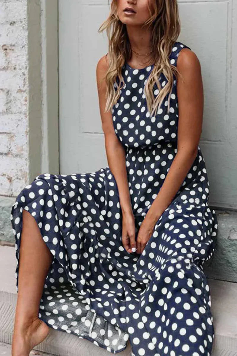 Casual Loose Fit Polka Dot Sundress for Women