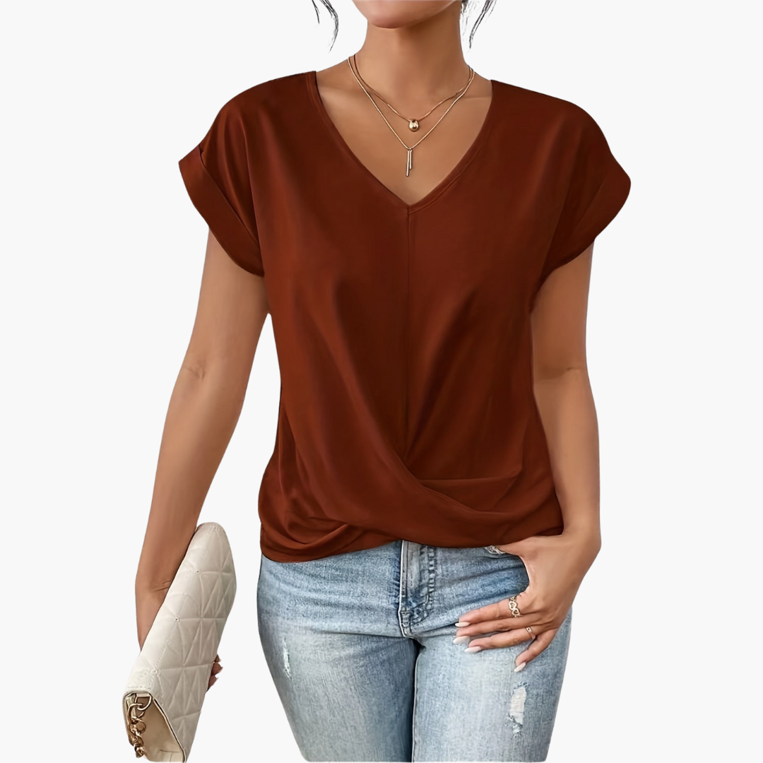 Relaxed Fit Womens Heart Neck Tee Shirt