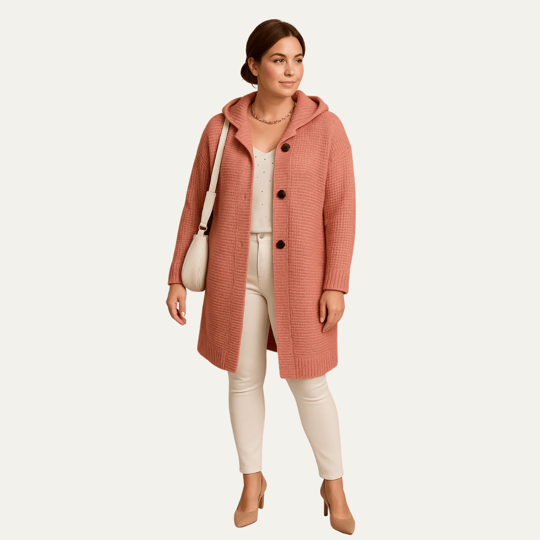 VogeLuxe | Women’s Ribbed Hooded Knit Coat