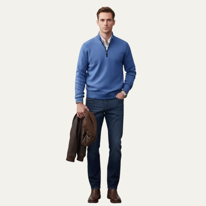 VogeLuxe | Men’s High Collar Quarter Zip Knit Sweater