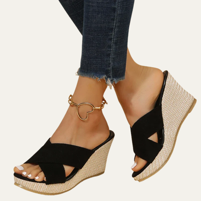 VogeLuxe | Women’s Open Toe Cross Strap Wedge Sandals