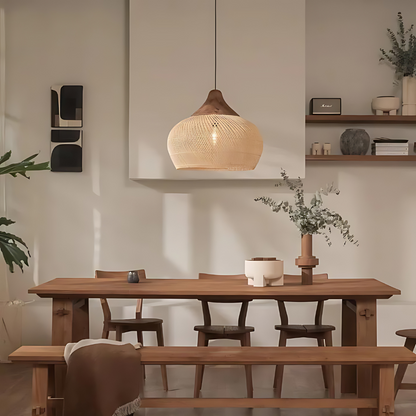 Natural Woven Rattan Pendant Ceiling Light - BritishElegance