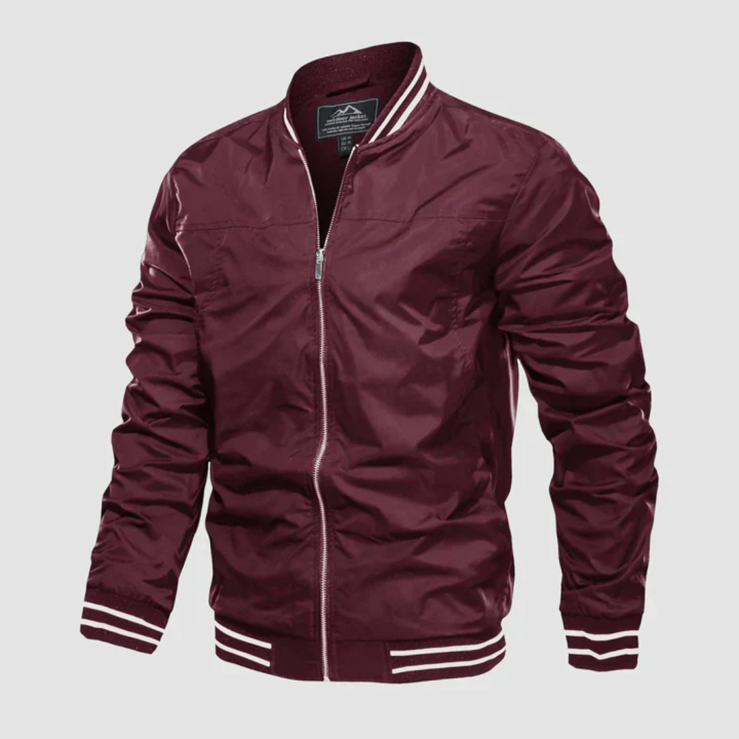 VogeLuxe | Men’s Classic Striped Trim Bomber Jacket