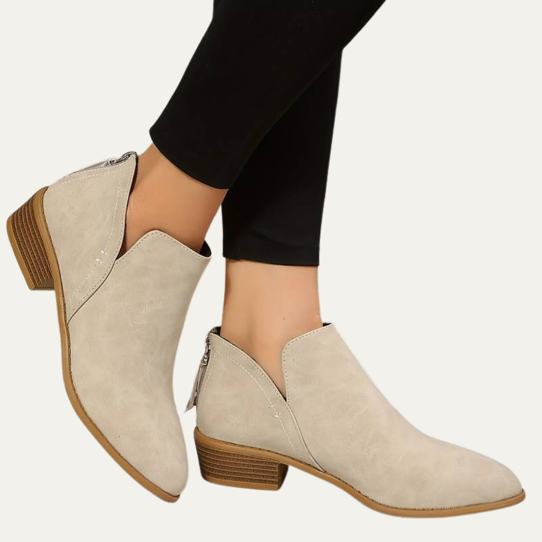 VogeLuxe | Women’s Almond Toe Ankle Boots with Block Heel