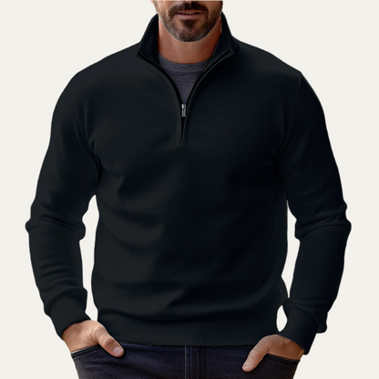 VogeLuxe | Men’s Stand Collar Quarter Zip Pullover Sweater
