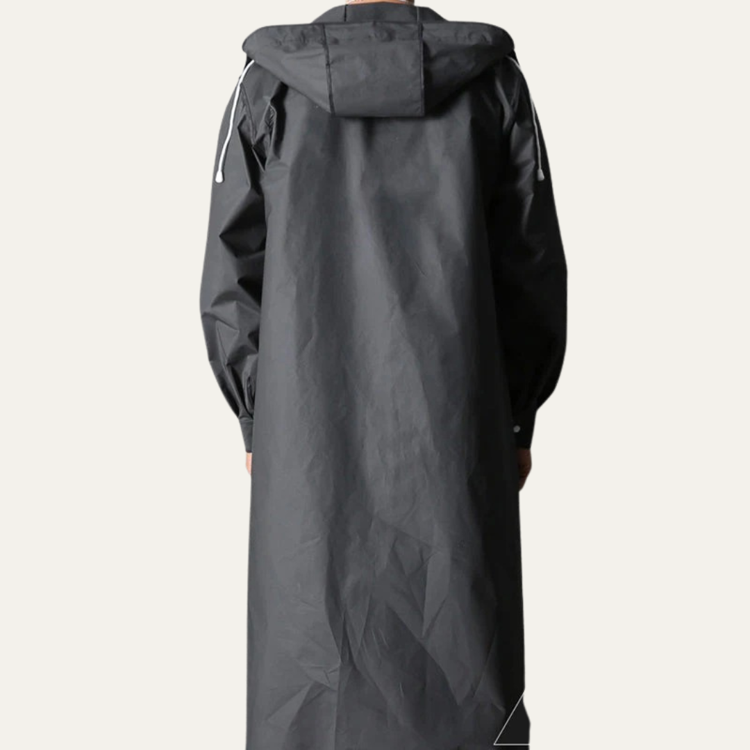 VogeLuxe | Men’s Long Line Hooded Snap Front Raincoat