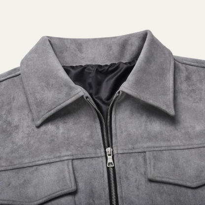 VogeLuxe | Men’s Suede Look Boxy Chore Jacket with Four Flap Pockets