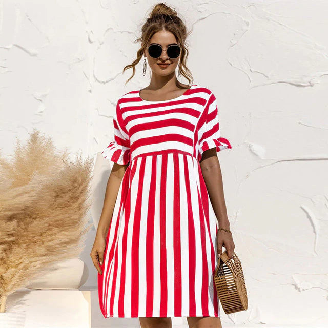 Women's Lightweight Comfortable Striped Sundress - VogeLuxe