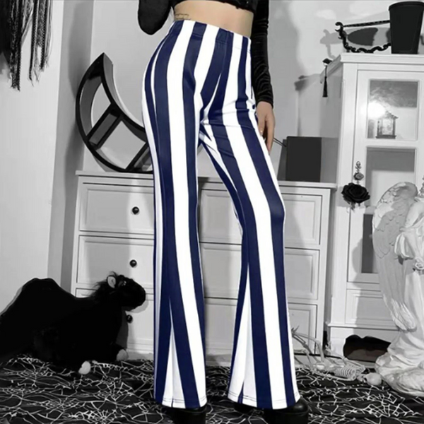 Fashionable Wide Leg Striped Women's Trousers