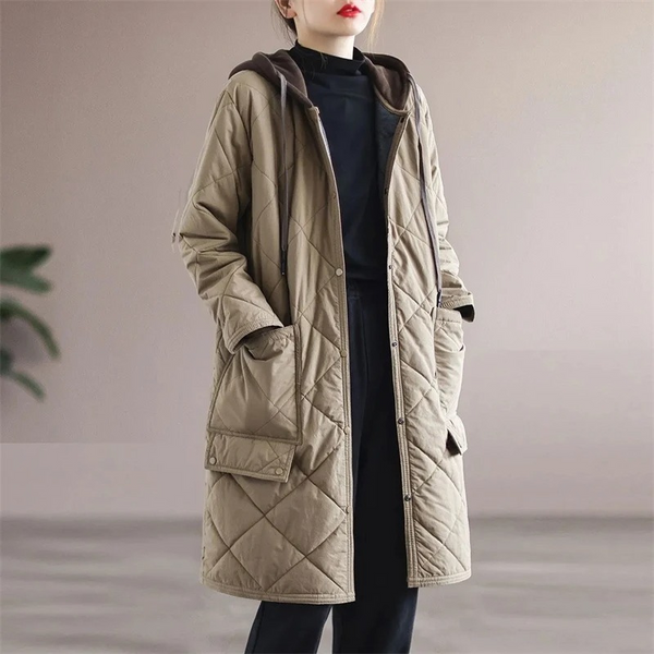 Warm Women's Padded Winter Coat with Buttons