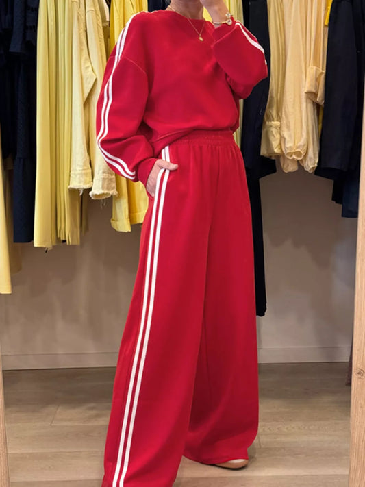 Classic Stripe Casual 2 Piece Tracksuit Set - VogeLuxe