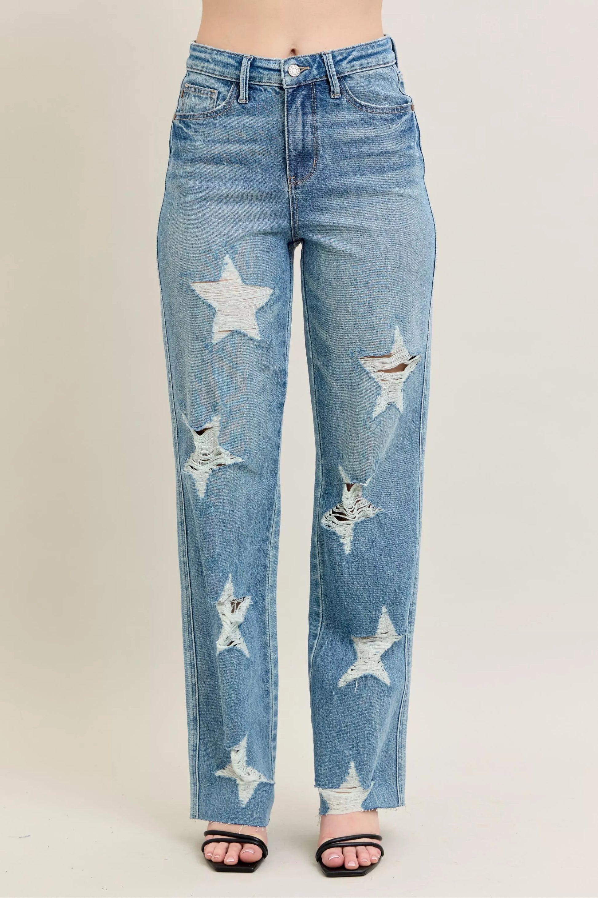 High Waisted Retro Straight Leg Women's Jeans - BritishElegance