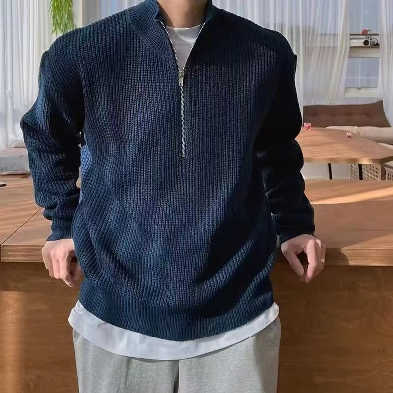 Men's Soft Quarter Zip Knitted Crew Sweater - VogeLuxe